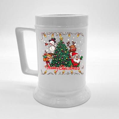 Cute Merry Christmas Graphic Collage Beer Stein