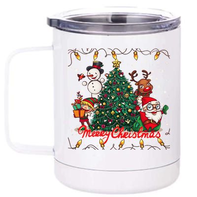 Cute Merry Christmas Graphic Collage 12 oz Stainless Steel Tumbler Cup