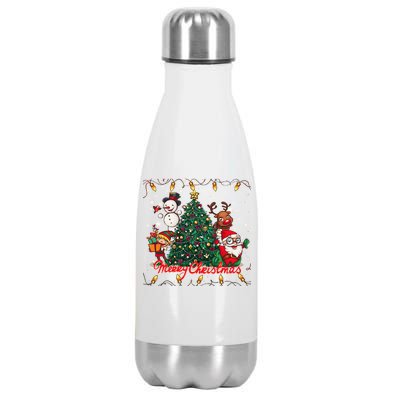 Cute Merry Christmas Graphic Collage Stainless Steel Insulated Water Bottle