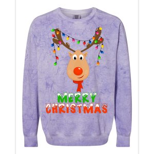 Cute Merry Christmas Reindeer Colorblast Crewneck Sweatshirt