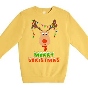 Cute Merry Christmas Reindeer Premium Crewneck Sweatshirt