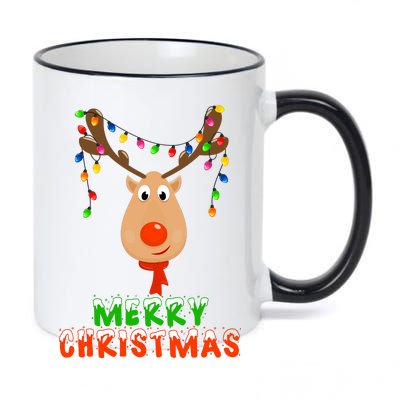 Cute Merry Christmas Reindeer 11oz Black Color Changing Mug