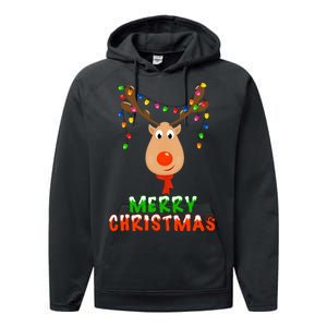 Cute Merry Christmas Reindeer Performance Fleece Hoodie