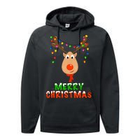 Cute Merry Christmas Reindeer Performance Fleece Hoodie