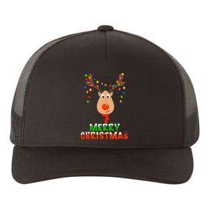 Cute Merry Christmas Reindeer Yupoong Adult 5-Panel Trucker Hat