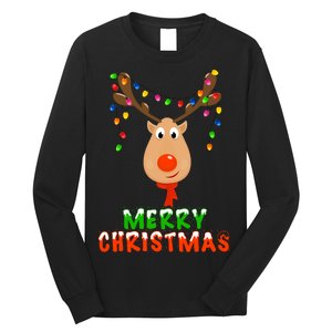 Cute Merry Christmas Reindeer Long Sleeve Shirt