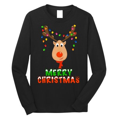Cute Merry Christmas Reindeer Long Sleeve Shirt