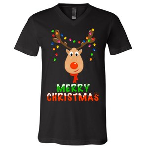 Cute Merry Christmas Reindeer V-Neck T-Shirt