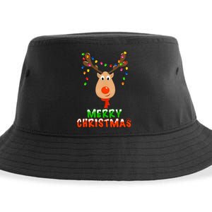 Cute Merry Christmas Reindeer Sustainable Bucket Hat