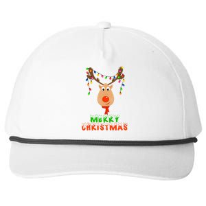 Cute Merry Christmas Reindeer Snapback Five-Panel Rope Hat