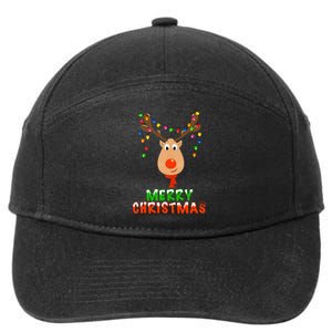 Cute Merry Christmas Reindeer 7-Panel Snapback Hat