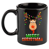 Cute Merry Christmas Reindeer 11oz C Handle Ceramic Mug