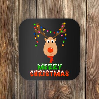 Cute Merry Christmas Reindeer Coaster