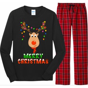 Cute Merry Christmas Reindeer Long Sleeve Pajama Set