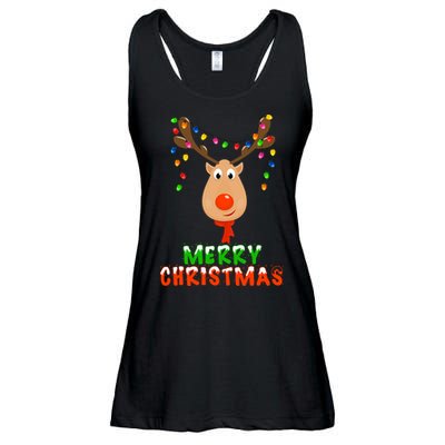 Cute Merry Christmas Reindeer Ladies Essential Flowy Tank