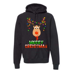 Cute Merry Christmas Reindeer Premium Hoodie