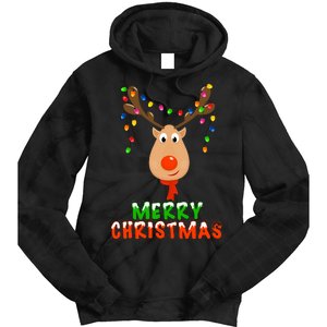 Cute Merry Christmas Reindeer Tie Dye Hoodie