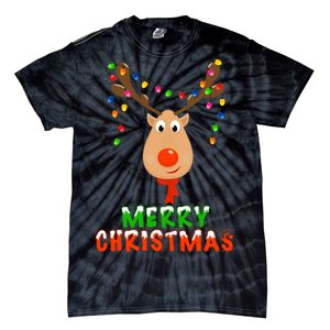 Cute Merry Christmas Reindeer Tie-Dye T-Shirt