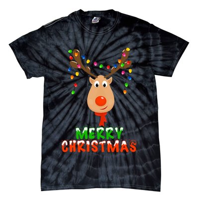 Cute Merry Christmas Reindeer Tie-Dye T-Shirt