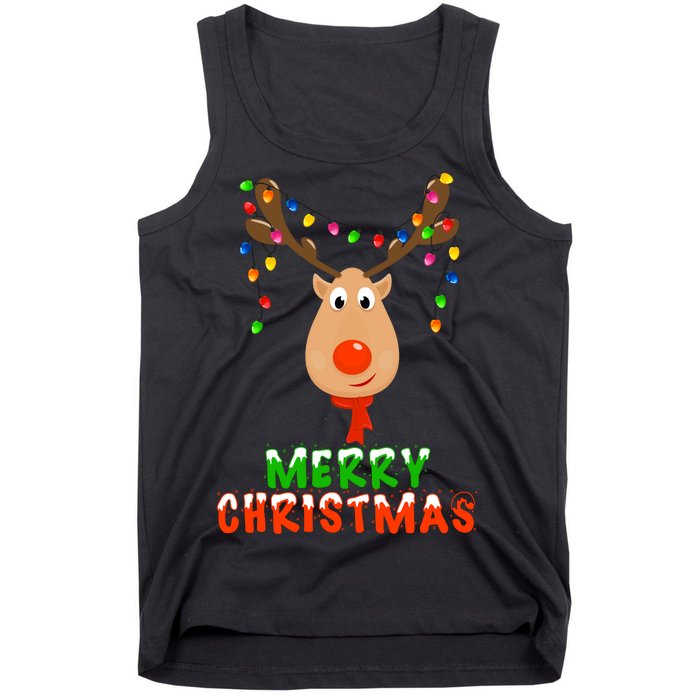 Cute Merry Christmas Reindeer Tank Top