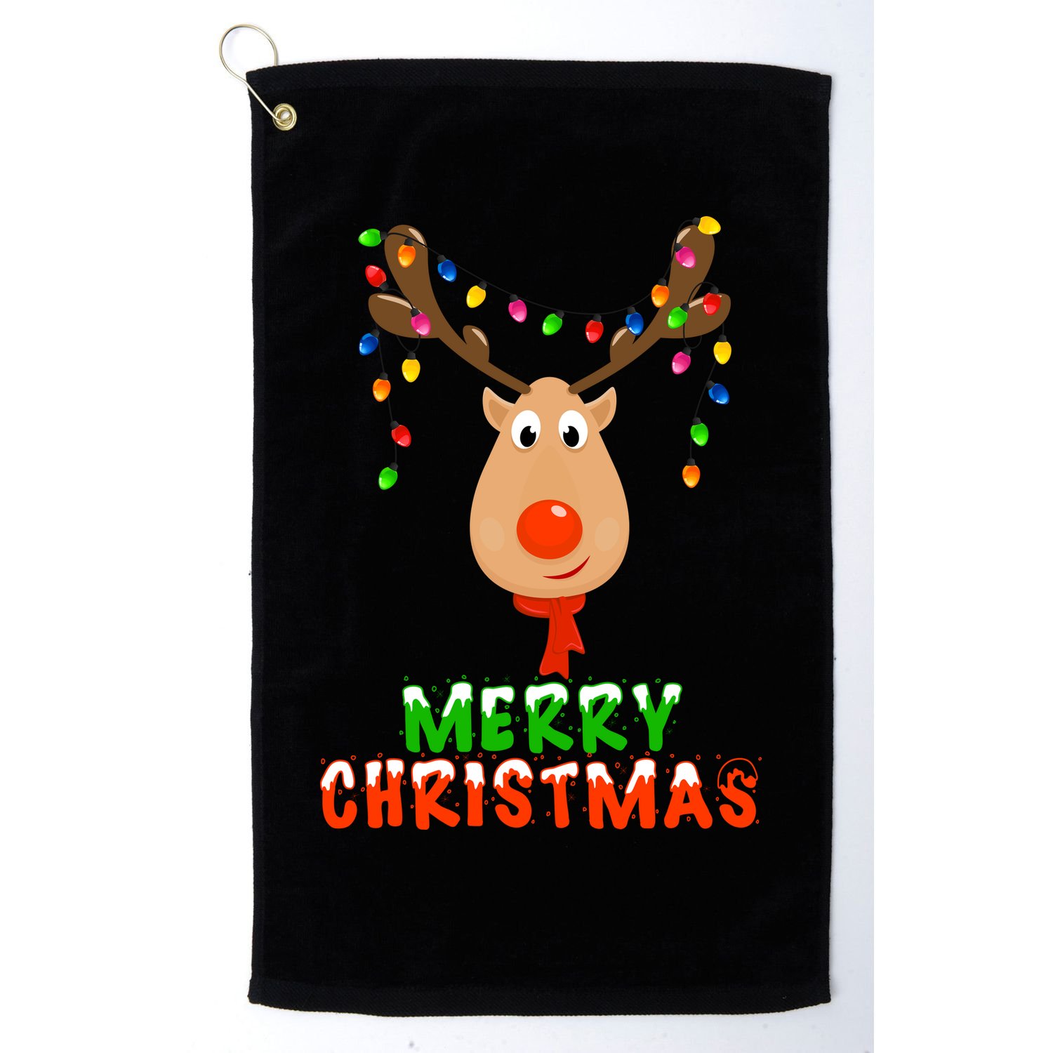 Cute Merry Christmas Reindeer Golf Towel