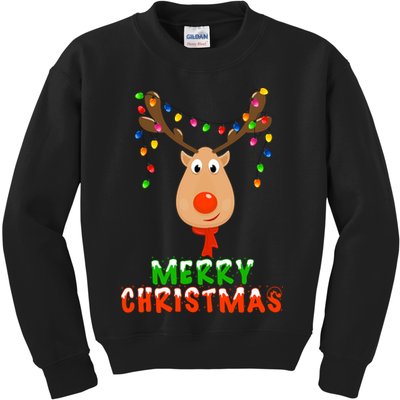 Cute Merry Christmas Reindeer Kids Sweatshirt