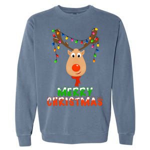 Cute Merry Christmas Reindeer Garment-Dyed Sweatshirt