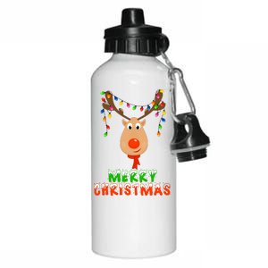 Cute Merry Christmas Reindeer Aluminum Water Bottle