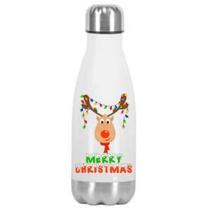 Cute Merry Christmas Reindeer Stainless Steel Insulated Water Bottle