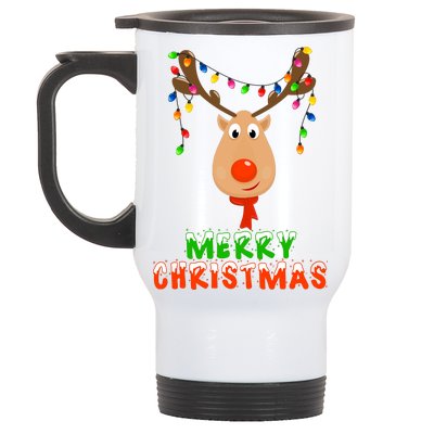 Cute Merry Christmas Reindeer Stainless Steel Travel Mug