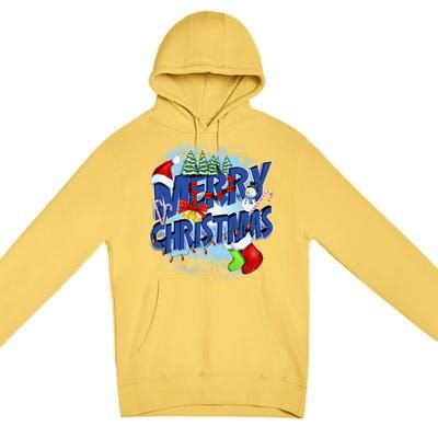 Cute Merry Christmas Word Decoration Premium Pullover Hoodie