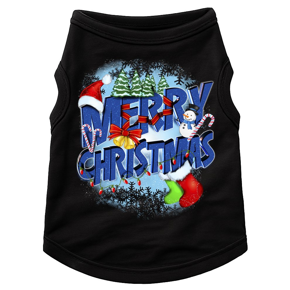 Cute Merry Christmas Word Decoration Doggie Tank