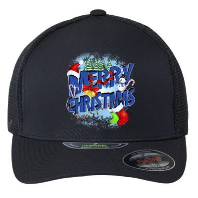 Cute Merry Christmas Word Decoration Flexfit Unipanel Trucker Cap