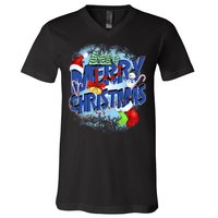 Cute Merry Christmas Word Decoration V-Neck T-Shirt