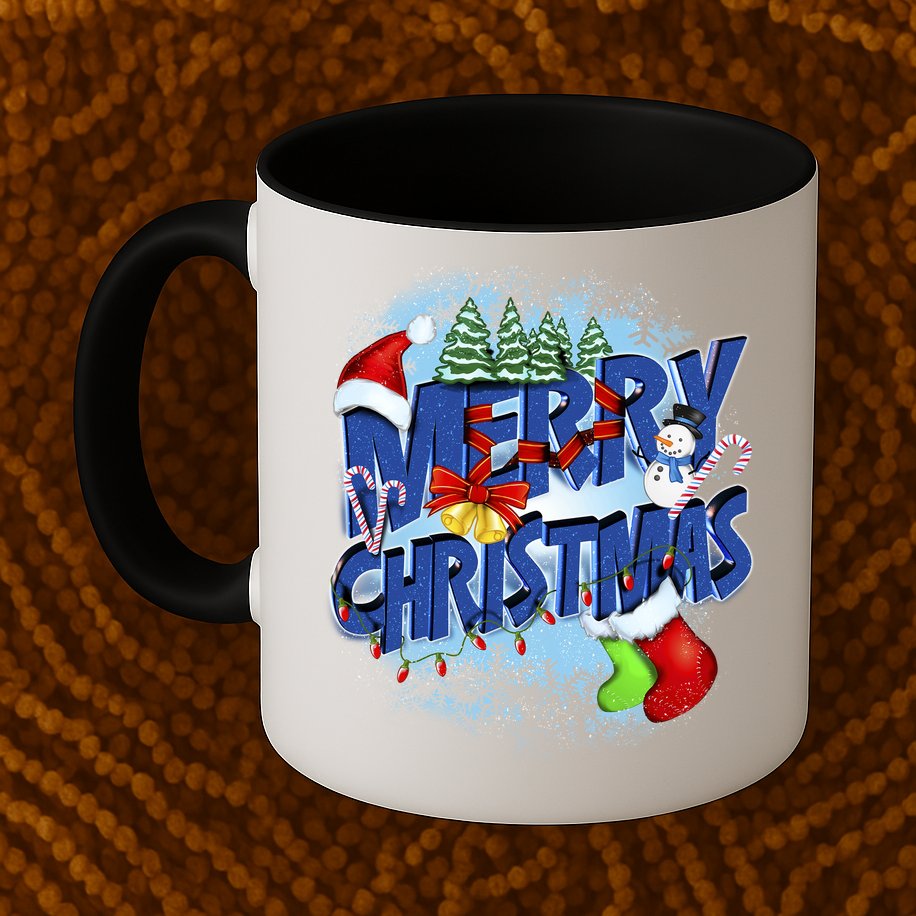 Cute Merry Christmas Word Decoration Mug