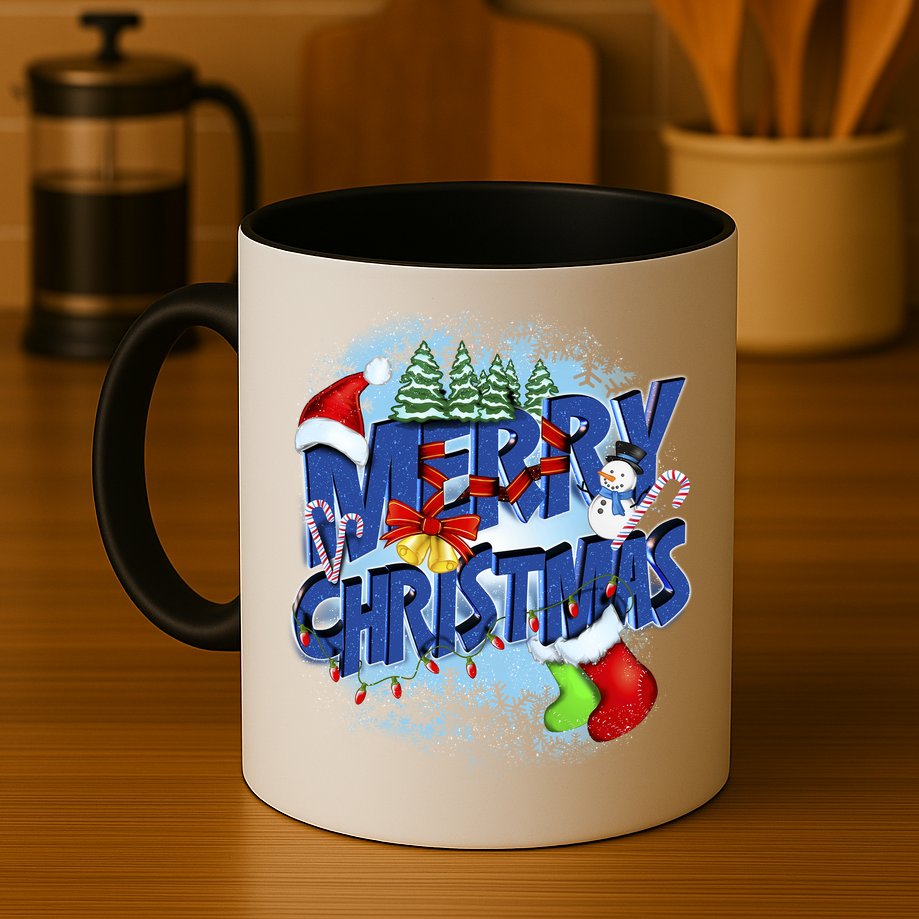 Cute Merry Christmas Word Decoration Mug