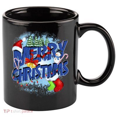 Cute Merry Christmas Word Decoration 11oz C Handle Ceramic Mug