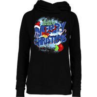 Cute Merry Christmas Word Decoration Womens Funnel Neck Pullover Hood