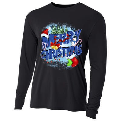 Cute Merry Christmas Word Decoration Cooling Performance Long Sleeve Crew