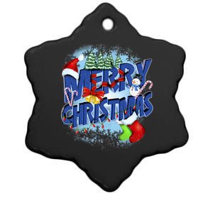 Cute Merry Christmas Word Decoration Ceramic Star Ornament