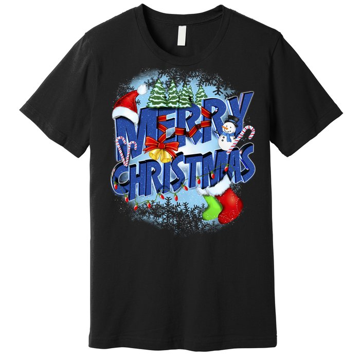 Cute Merry Christmas Word Decoration Premium T-Shirt