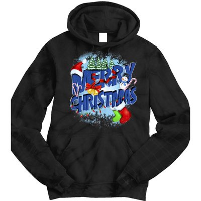 Cute Merry Christmas Word Decoration Tie Dye Hoodie