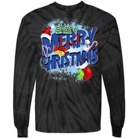 Cute Merry Christmas Word Decoration Tie-Dye Long Sleeve Shirt