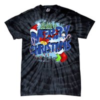 Cute Merry Christmas Word Decoration Tie-Dye T-Shirt