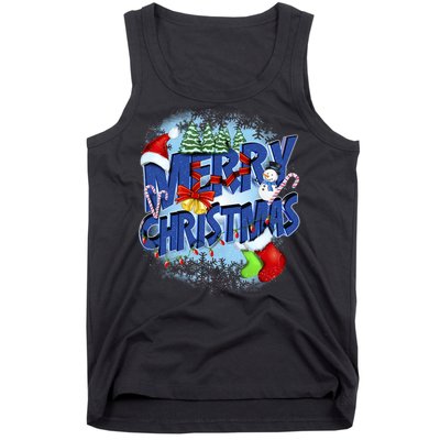 Cute Merry Christmas Word Decoration Tank Top