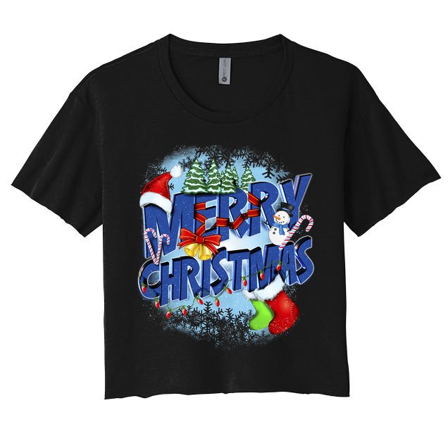 Cute Merry Christmas Word Decoration Crop Top