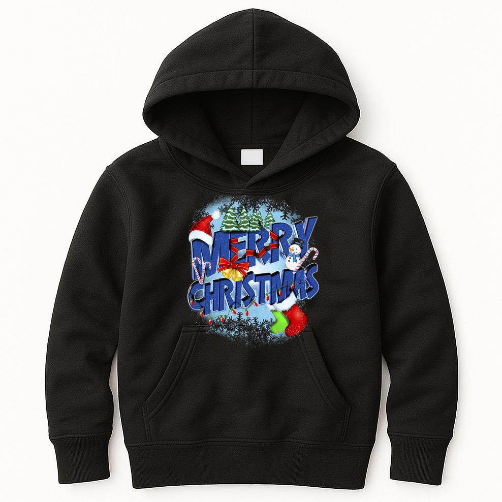 Cute Merry Christmas Word Decoration Kids Hoodie