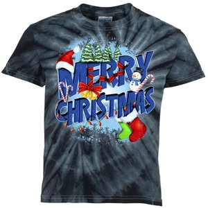 Cute Merry Christmas Word Decoration Kids Tie-Dye T-Shirt