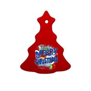 Cute Merry Christmas Word Decoration Ceramic Tree Ornament