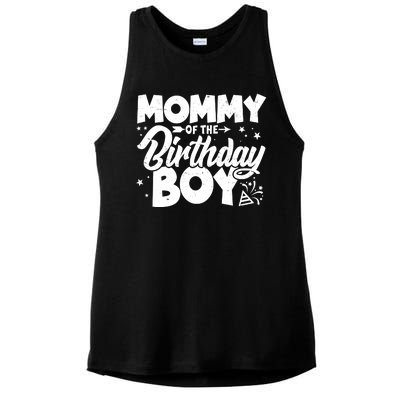 Cute Mommy Of The Birthday Boy  Ladies PosiCharge Tri-Blend Wicking Tank